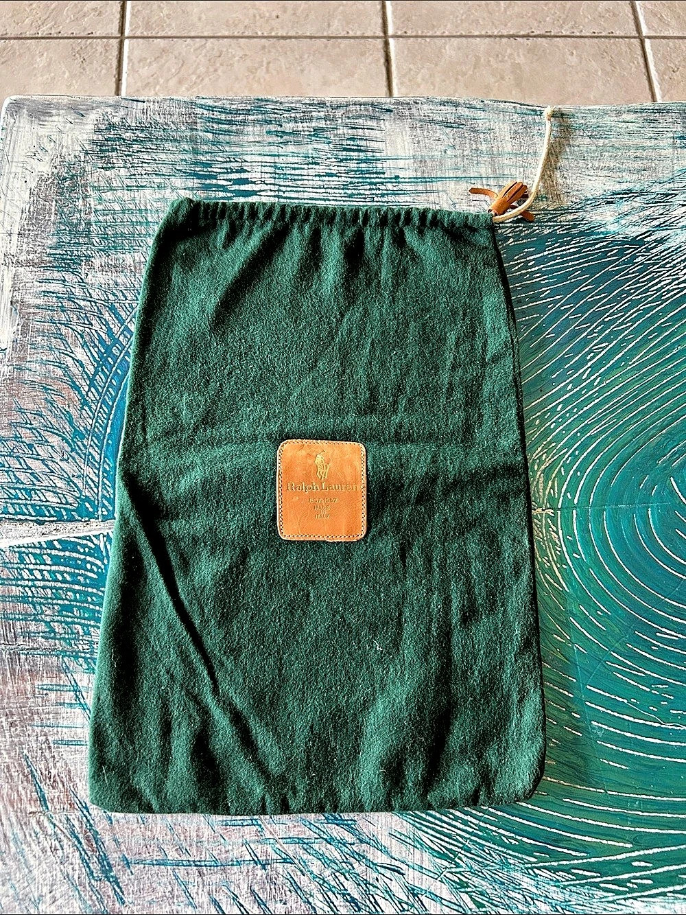 Ralph Lauren Vintage Flannel Shoe Dust Bag Green & Brown